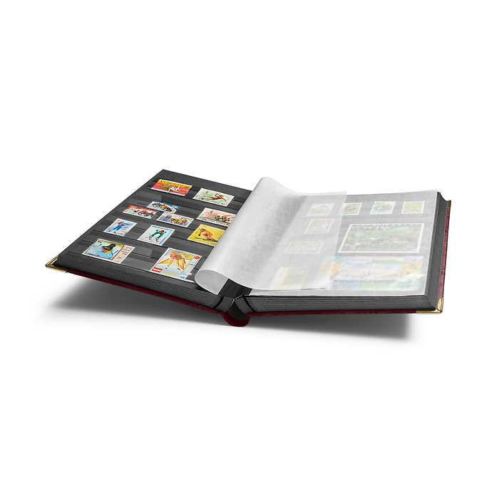 'COMFORT de Luxe' A4 Stockbook, 64 black pages, padded cover, metal corners