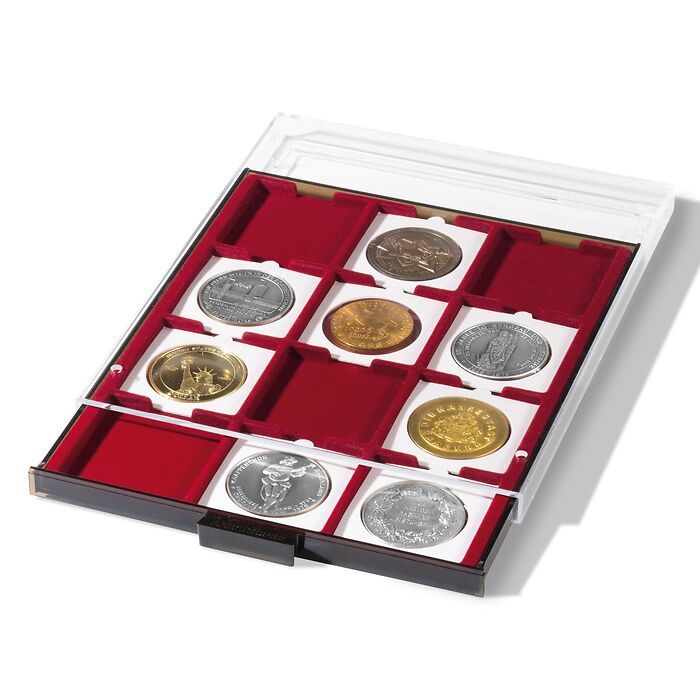 Coin Box for QUADRUM XL with 12 compartments up to 2 5/8' (67 mm) Ï, red insert