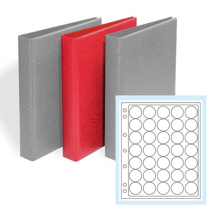 GRANDE F 3-RING BINDER with 6 ENCAP PAGES 28/29, Red