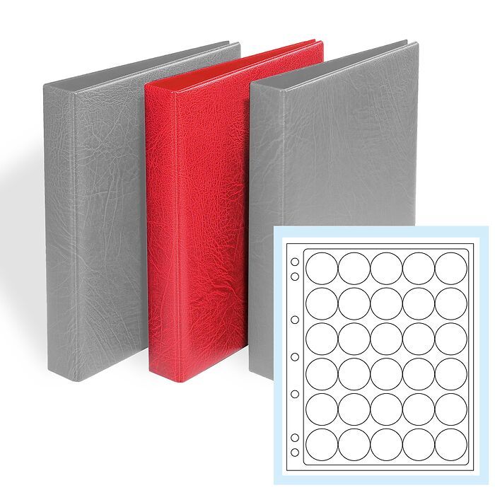 GRANDE F 3-RING BINDER with 4 ENCAP PAGES 32/33, Red