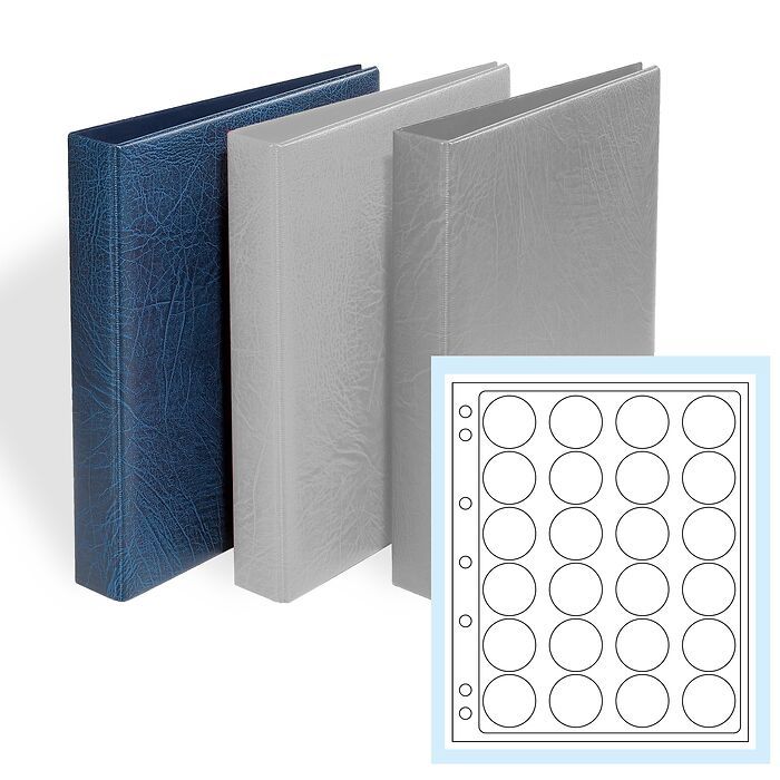 GRANDE F 3-RING BINDER with 6 ENCAP PAGES 34/35, Blue