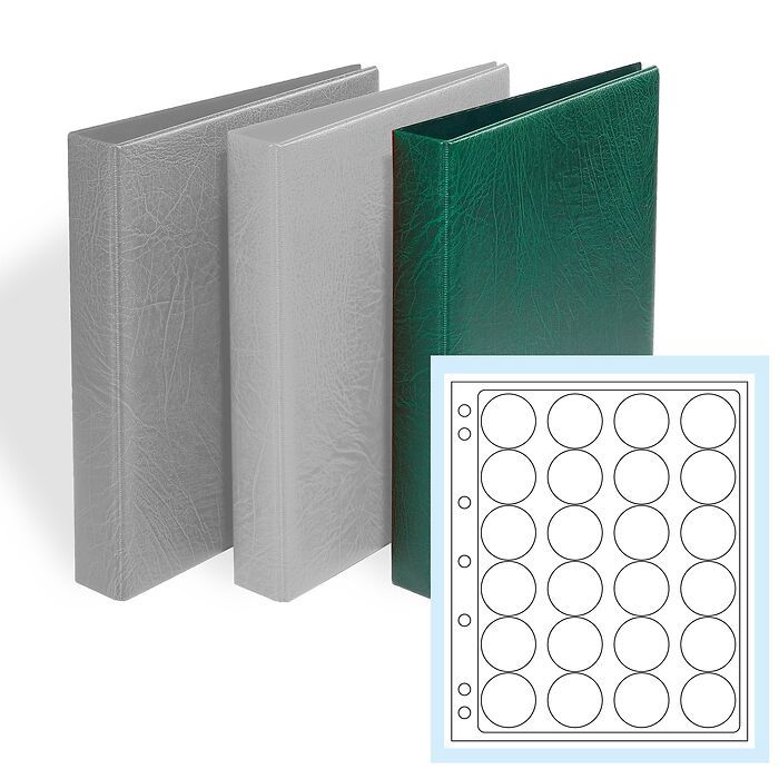 GRANDE F 3-RING BINDER with 6 ENCAP PAGES 36/37, Green