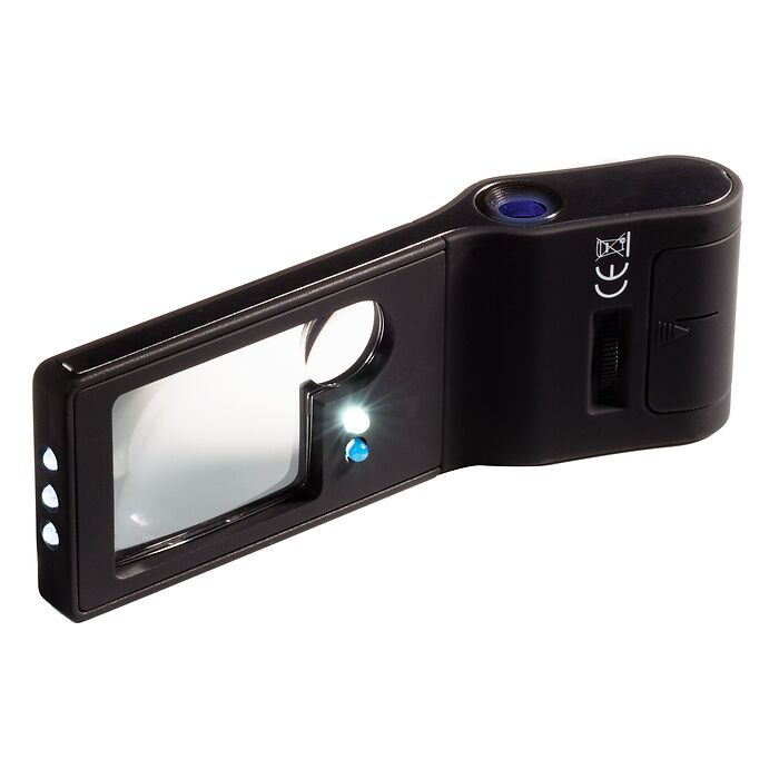 6-in-1 LED pocket magnifier and 2.5x  microscope
