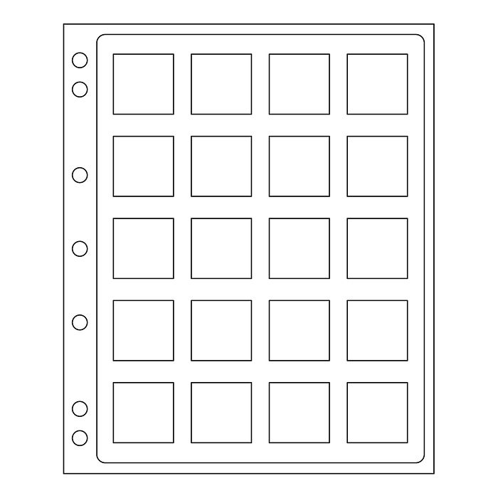 ENCAP Clear Pages  for 15 Square coin capsules QUADRUM 52 x 52