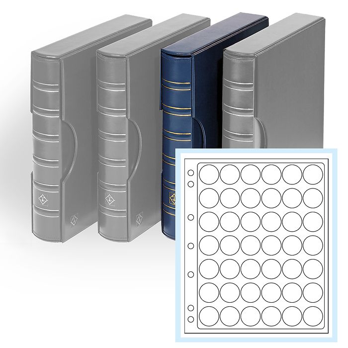 CLASSIC GRANDE 3-RING ALBUM with 4 ENCAP CHAMPAGNE CAPS PAGES, Blue