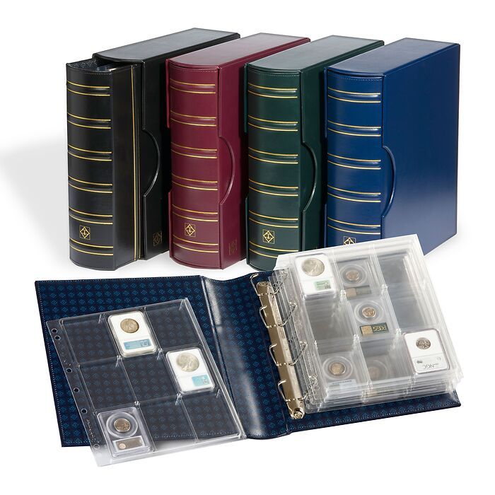 GRANDE CLASSIC G Coin Album Set with 6 ENCAP PAGES for Slabs, Black