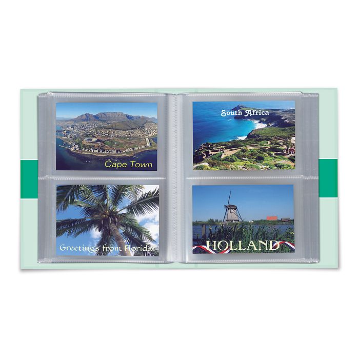 Small postcard album with 50 inbound polypropylene pages