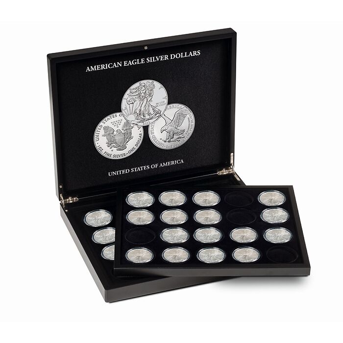 Presentation case for 20 American Eagle Silver Dollars at lighthouse.us
