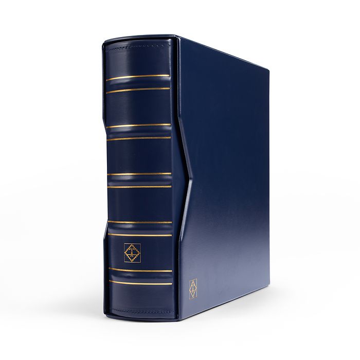 Album for 200 FDCs or covers in long format, incl. slipcase, blue