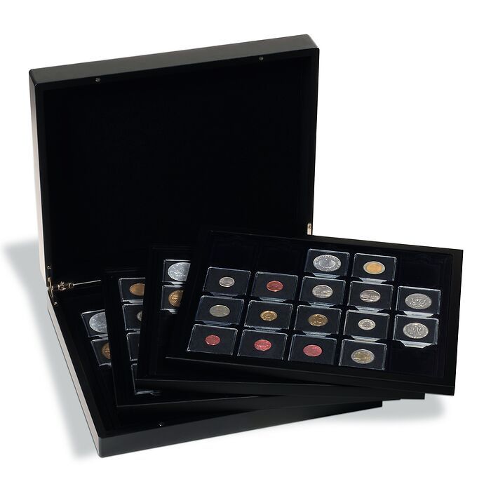 VOLTERRA QUATTRO presentation case for 80x QUADRUM capsules or 2x2' coin holders, black