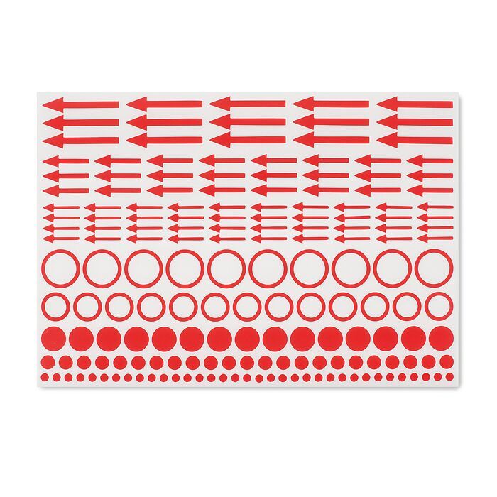 Indicator labels, self-adhesive, include various dots, circles and arrows, pack of 10