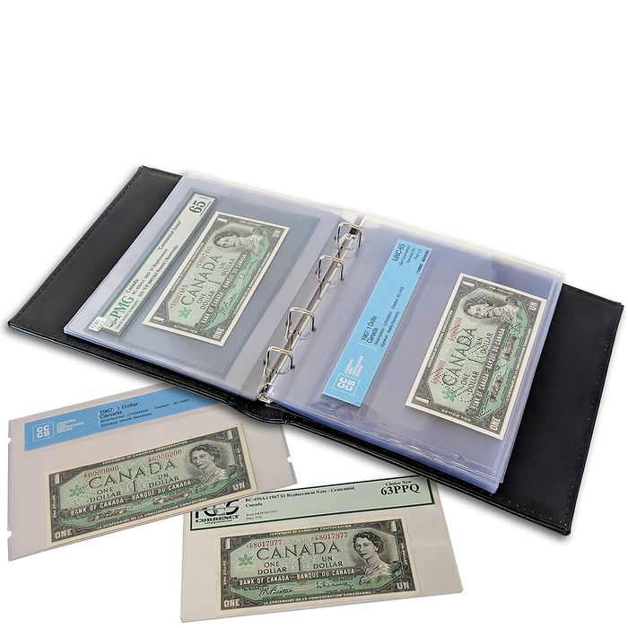 Currency album in classic design for graded banknotes