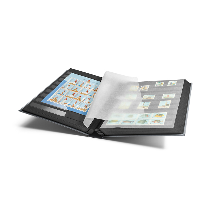 Stockbook COMFORT Metallic Edition with 64 Black Pages, Silver