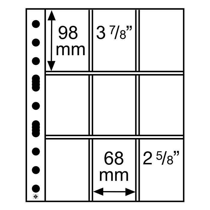 SH 312 plastic sheets, 9 pockets for playing and trading cards, PP, clear, pack of 50