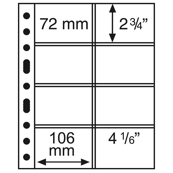 GRANDE Sheets with 8 pockets, 106x72 mm, clear, pack of 5