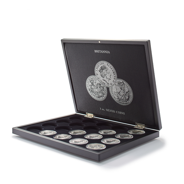 VOLTERRA UNO Display Coin Case for 20 Britannia 1 oz. Silver Coins in Capsules