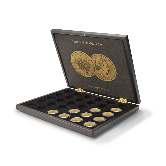VOLTERRA UNO Display Coin Case  for 30 Maple Leaf 1 oz. Gold Coins in Capsules