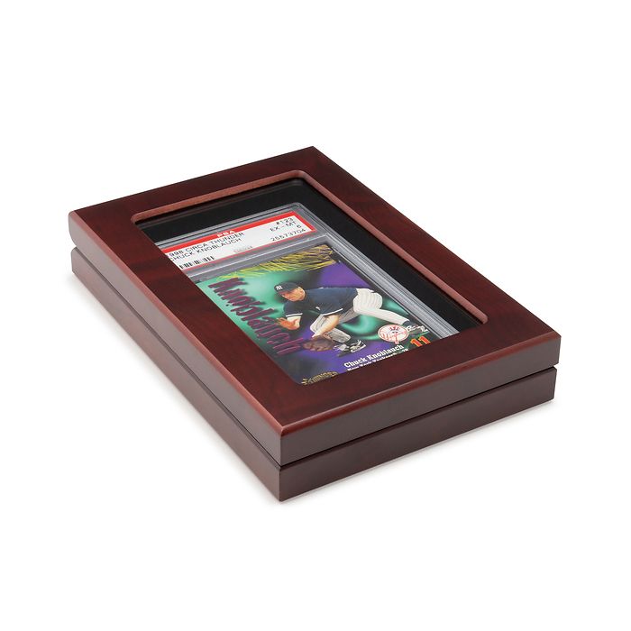VOLTERRA Box for one PSA holder, mahogany wood-grain finish, glass lid