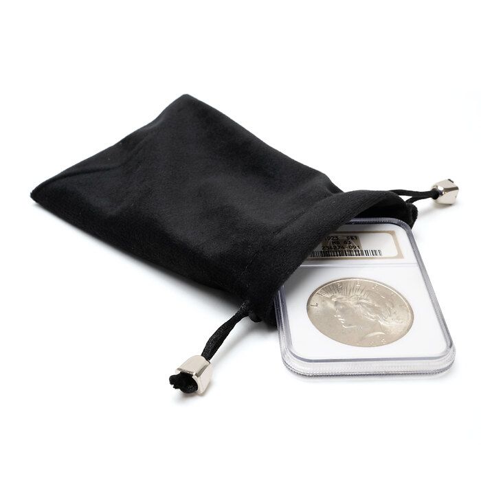 velours coin pouch L, black