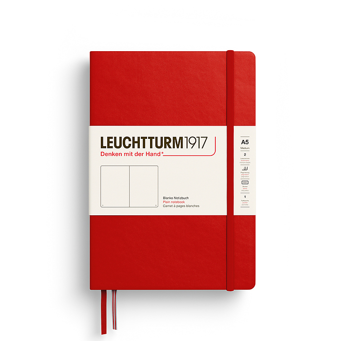 Notebook Medium (A5), Hardcover, 251 numbered pages, Cherry, plain