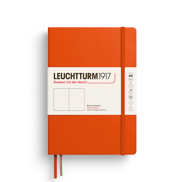Notebook Medium (A5), Hardcover, 251 numbered pages, Pumpkin, plain