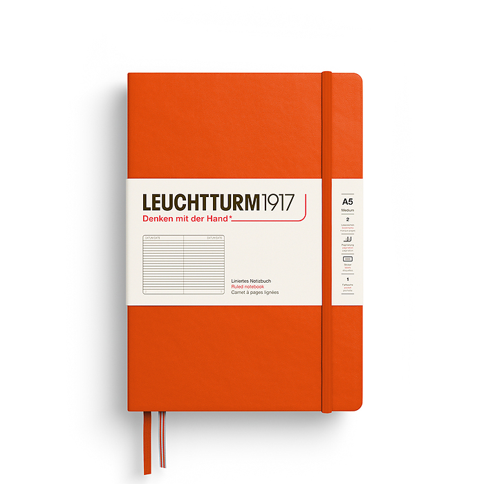 Notebook Medium (A5), Hardcover, 251 numbered pages, Pumpkin, ruled