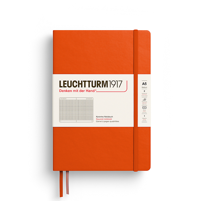 Notebook Medium (A5), Hardcover, 251 numbered pages, Pumpkin, squared