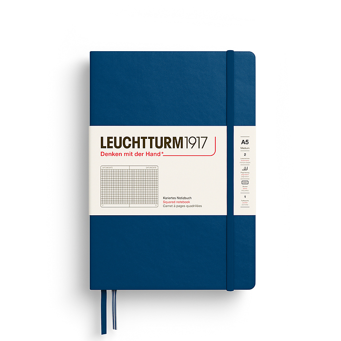 Notebook Medium (A5), Hardcover, 251 numbered pages, Indigo, squared