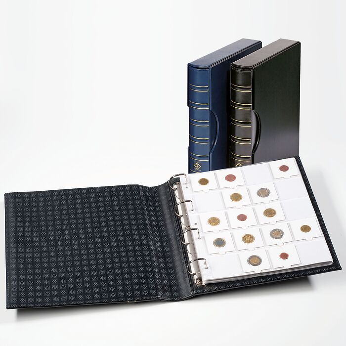 Ring Binder GRANDE with10 sheets for 200 coins, 50x50 mm, incl. slipcase