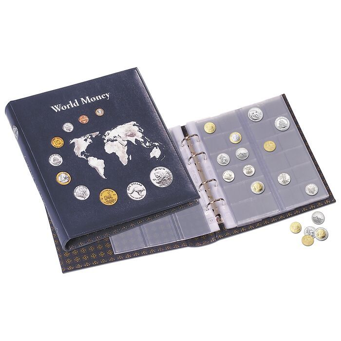 World Money album, with 5 different OPTIMA coin sheets, blue