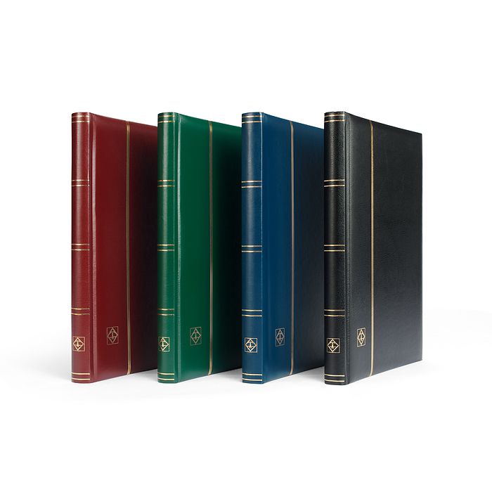 COMFORT Stockbooks - padded cover, black pages, clear strips, glassine interleaves