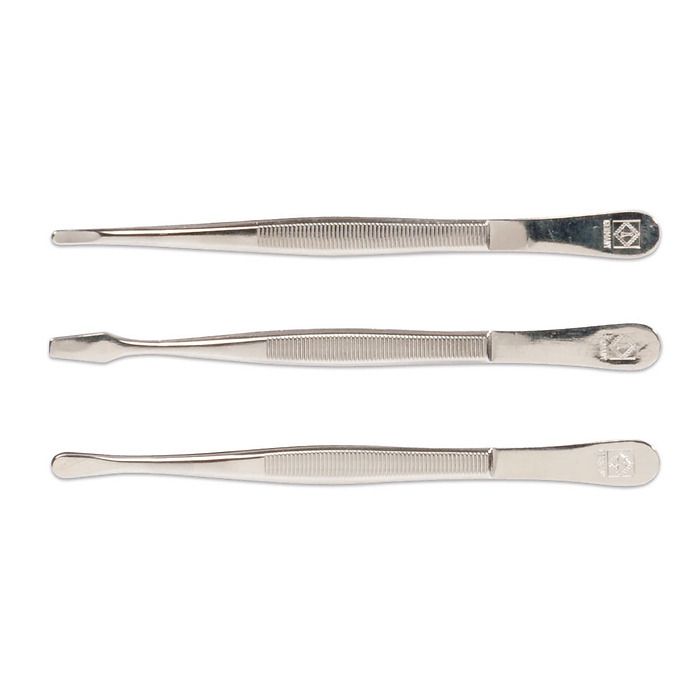 Stamp tongs Standard, 12 cm (34 3/4''), without sleeve, wide round and bent